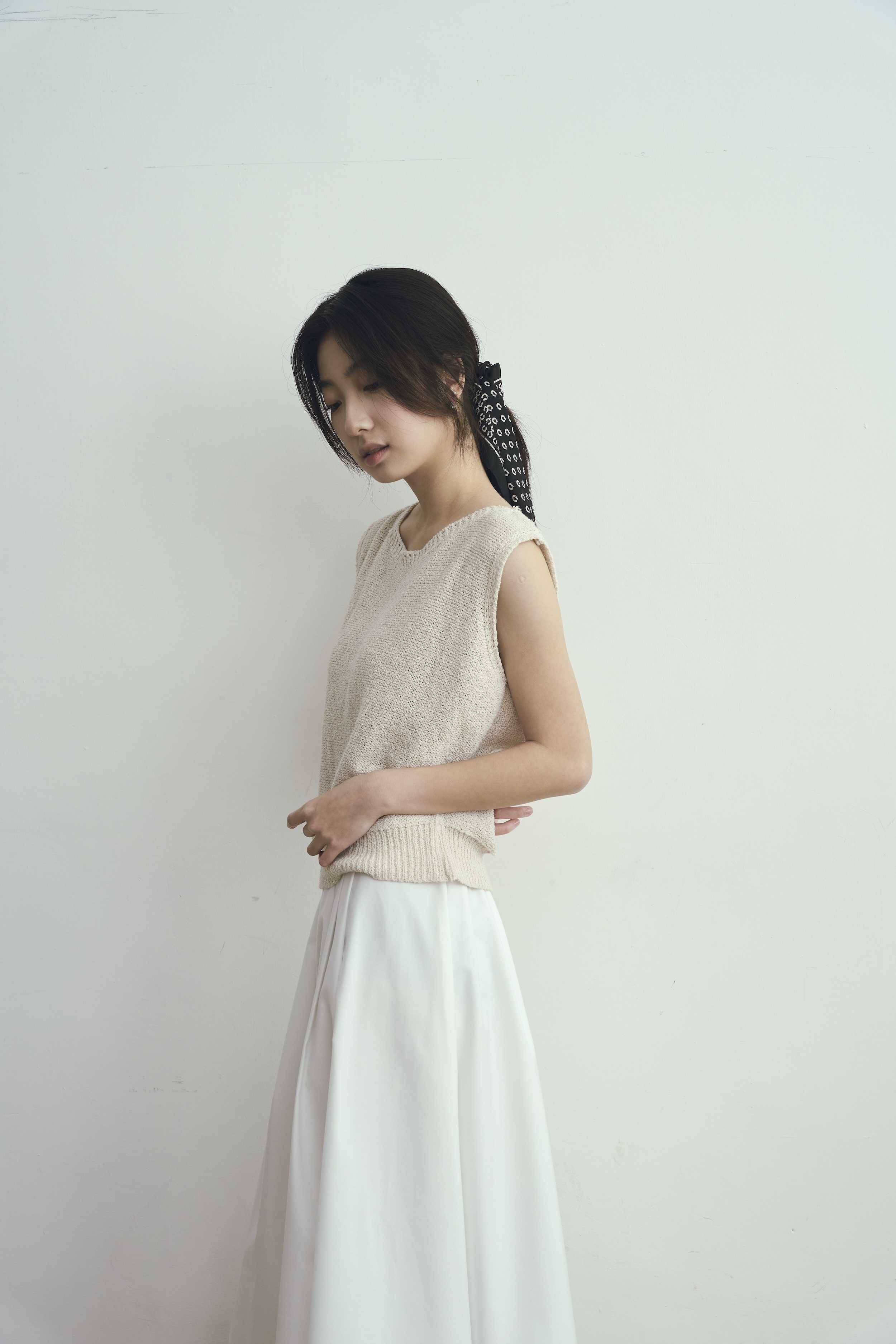 Gmade/細閃涼紗零副乳針織背心-米杏