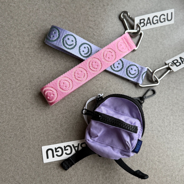 美國 BAGGU Logo織帶鑰匙釦環 笑臉