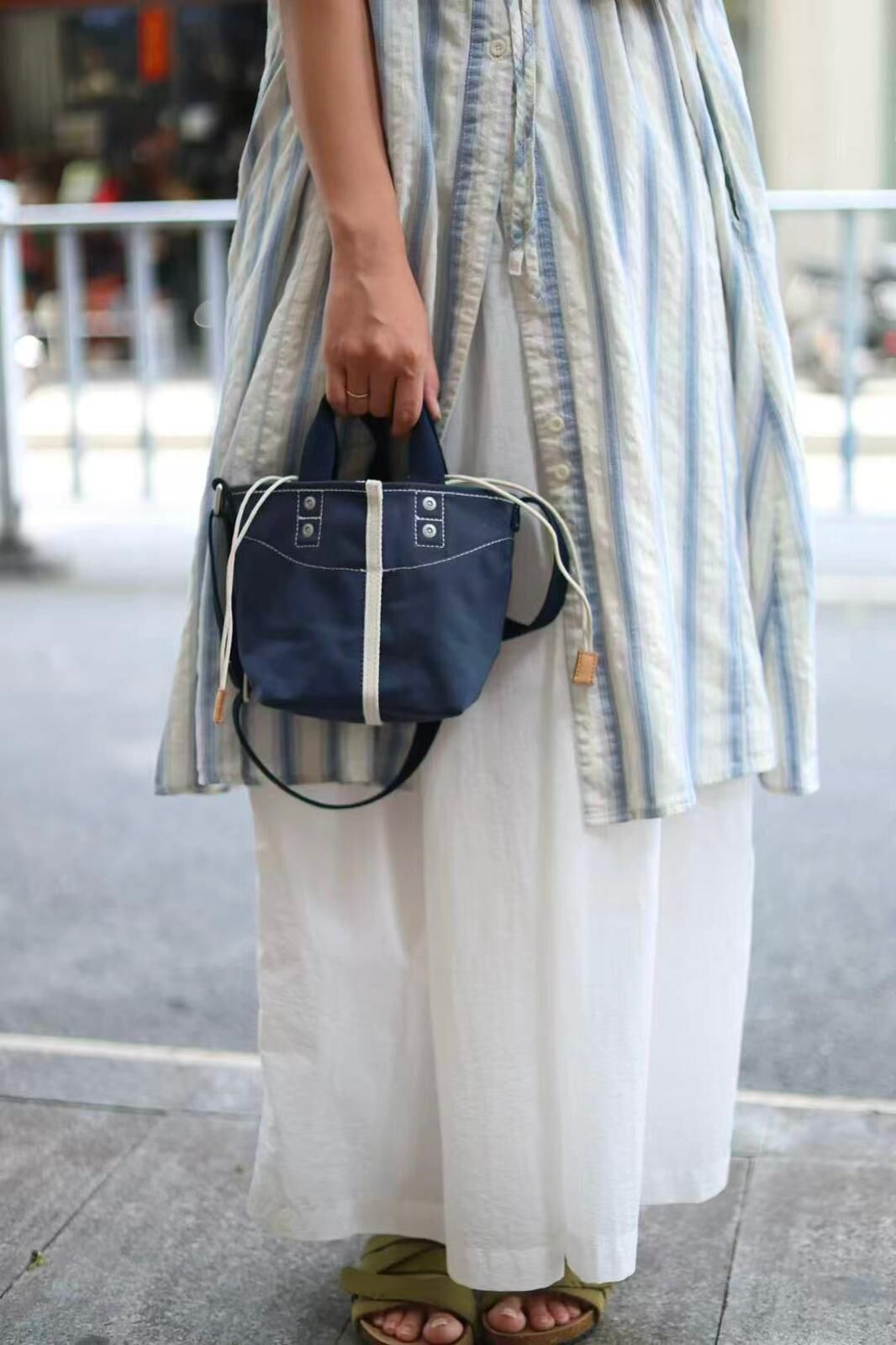 B08-高級帆布植油皮袋 馬丁紋純棉帆布拼接植鞣頭層牛皮