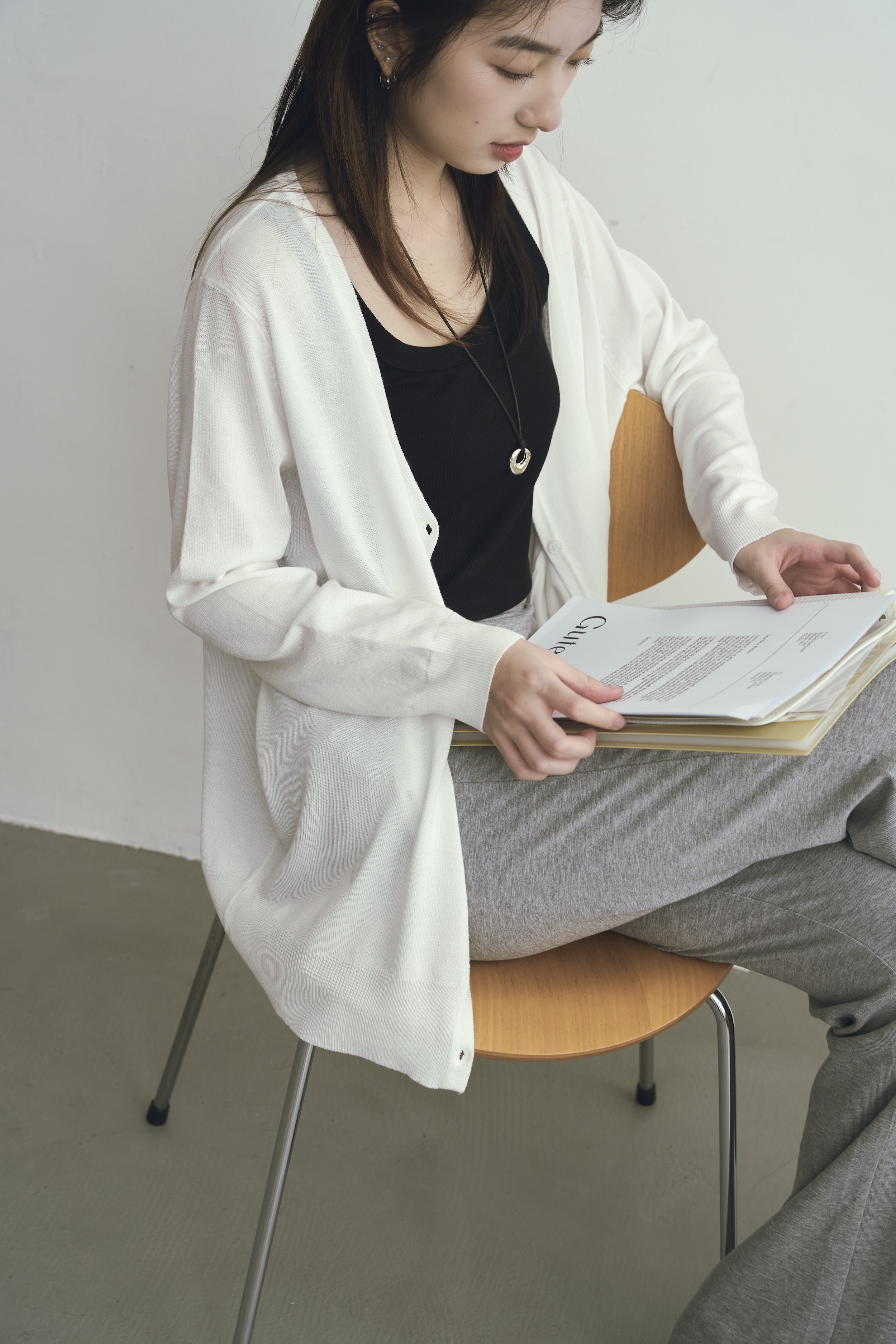 Gmade/輕薄冰感防曬V領排釦外套-白