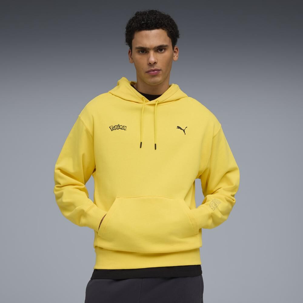 男款 PUMA X POKÉMON RELAXED GRAPHIC HOODIE 黃 紫 皮卡丘 太陽伊布 寶可夢 聯名 寬鬆 圖樣 長厚 連帽 T恤 長T【63491529/63491580】PMPOKÉ