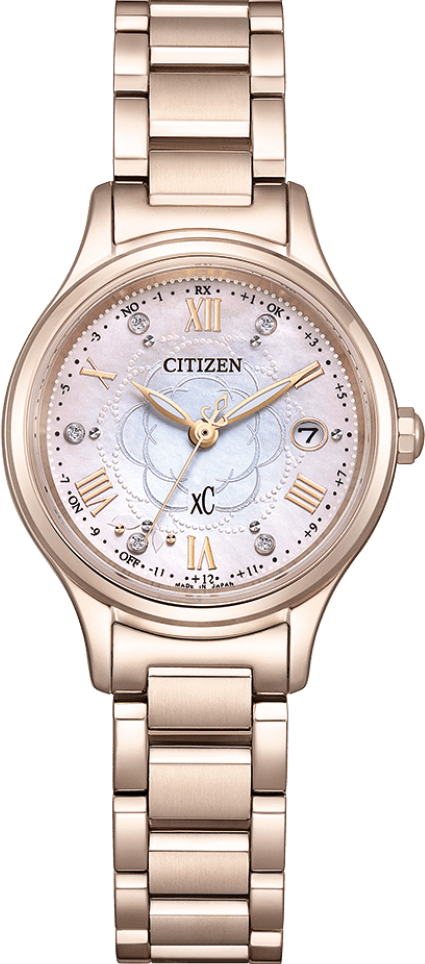 萬年鐘錶 - Citizen 星辰錶  XC  hikari 系列  限定款鈦金屬粉色山茶花光動能電波女錶 ES9498-69N 錶徑27MM