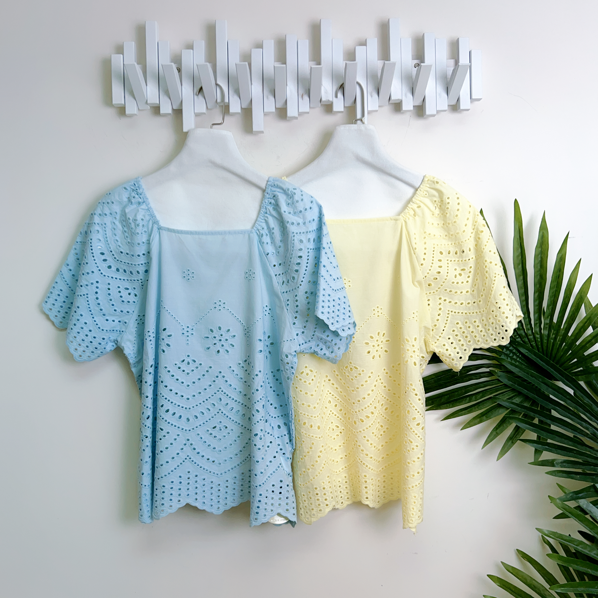 通花棉質方領上衣(胸42 腰42 長24吋)7550 #1404clo