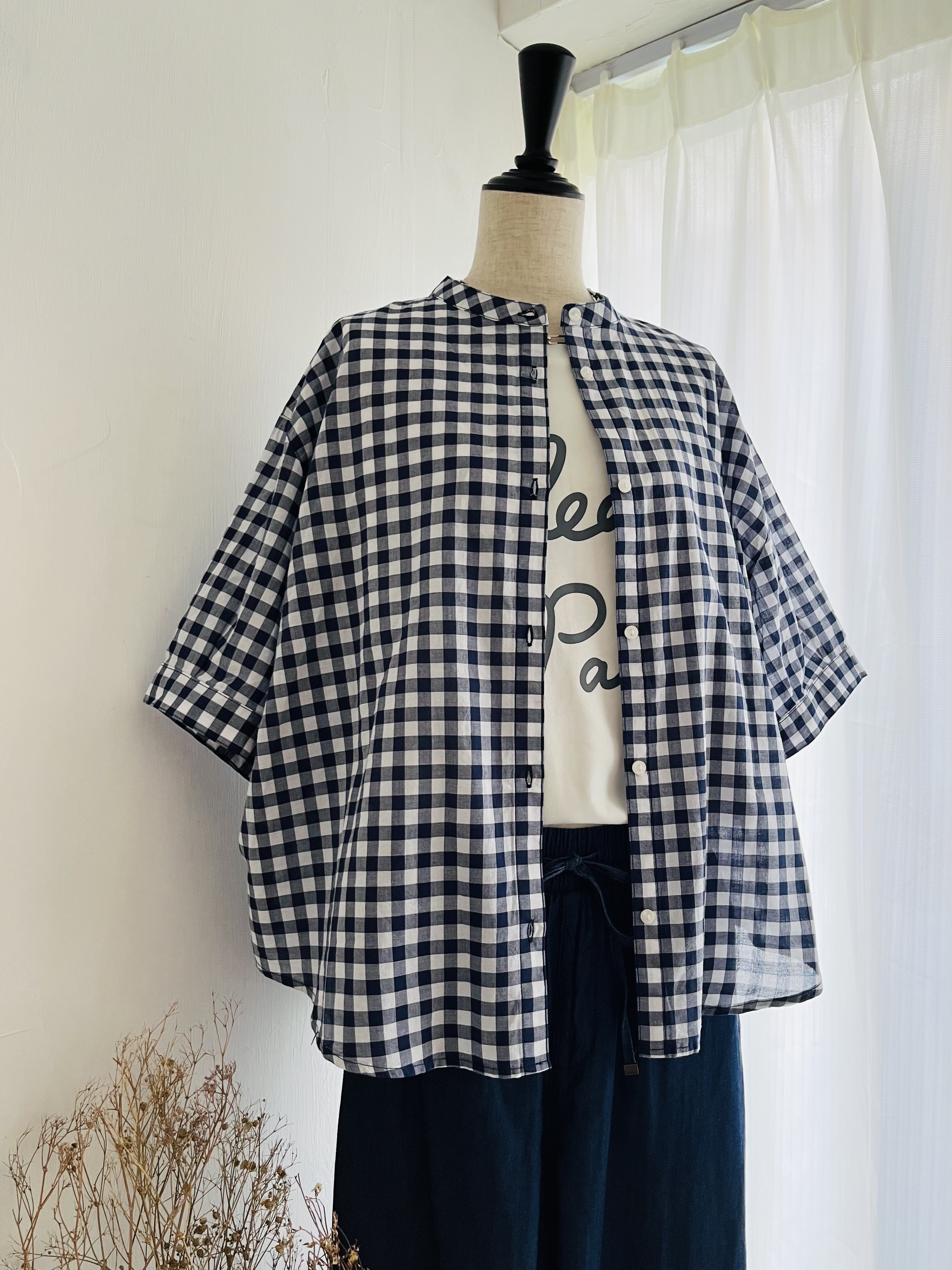 fu-dueka藍白色格仔top