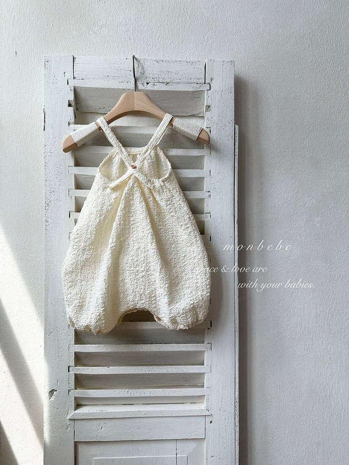 正韓夏Monbebe 米白紋理連身褲