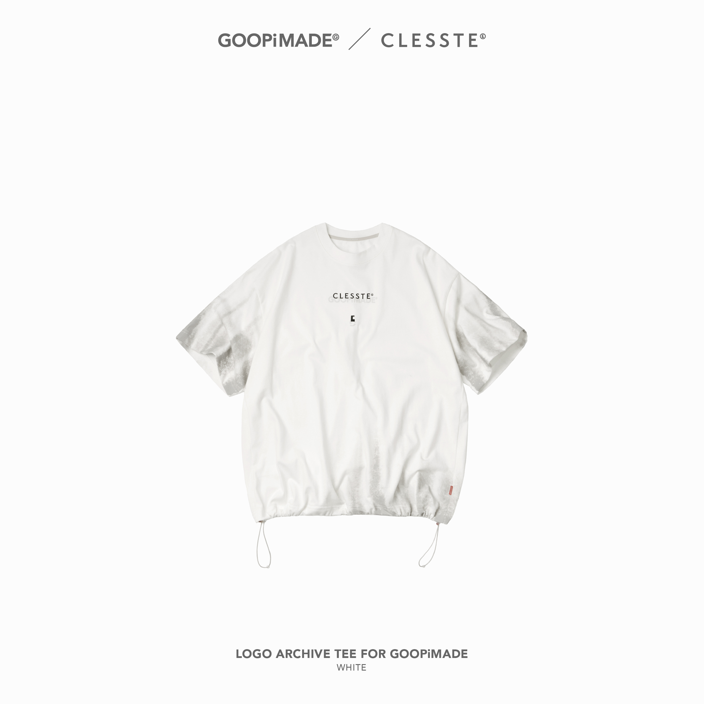 LOGO ARCHIVE TEE WITH DRAWSTRING FOR GOOPiMADE - WHITE