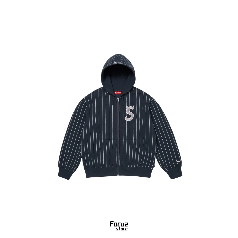 【Focus Store】現貨秒發 Supreme SS26 Week5 Devil S Logo Zip Up Hooded Sweatshirt "Navy" 拉鍊連帽外套 深藍條紋