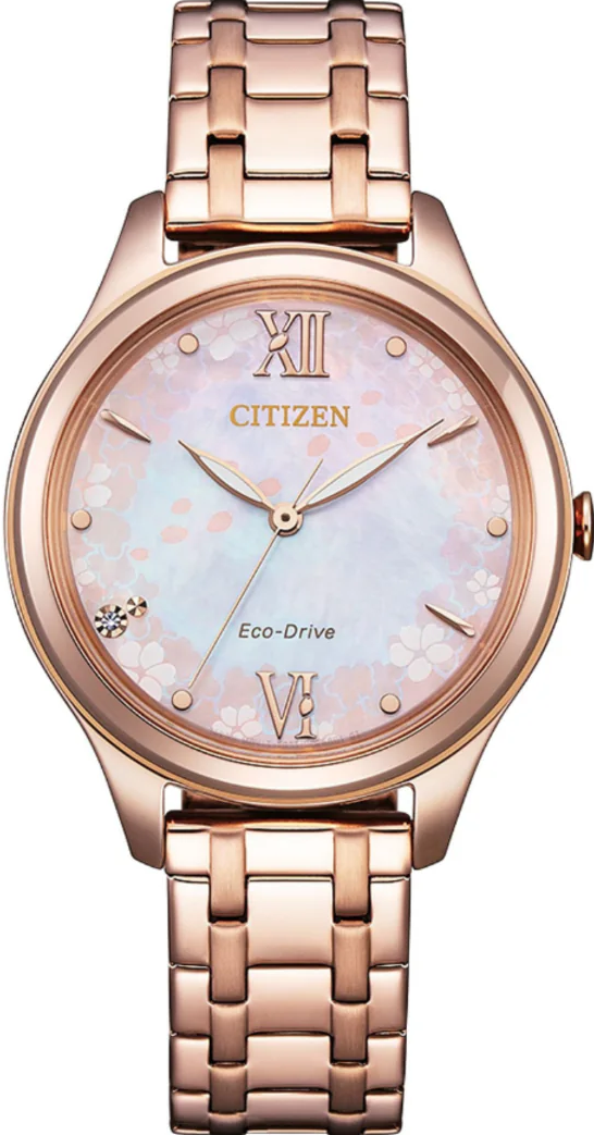 萬年鐘錶 - Citizen 星辰錶   櫻花限定玫瑰金光動能女錶 EM0508-98W  錶徑 32MM