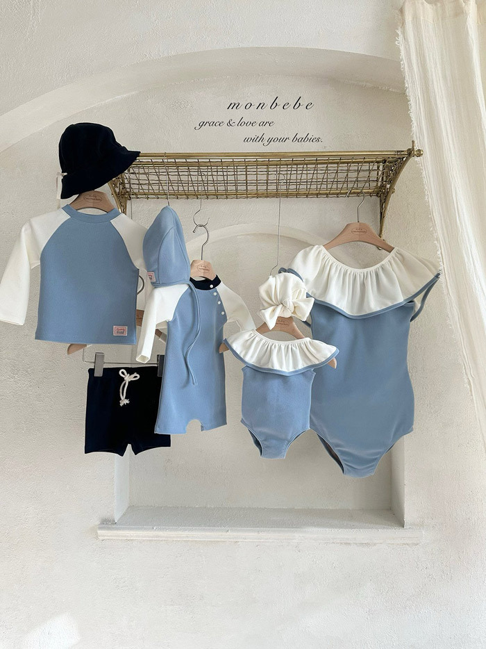 正韓夏Monbebe 親子裝_三色荷葉邊泳衣