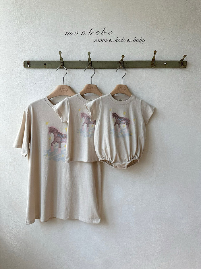 正韓夏Monbebe 親子裝_兩色小馬包屁衣/上衣