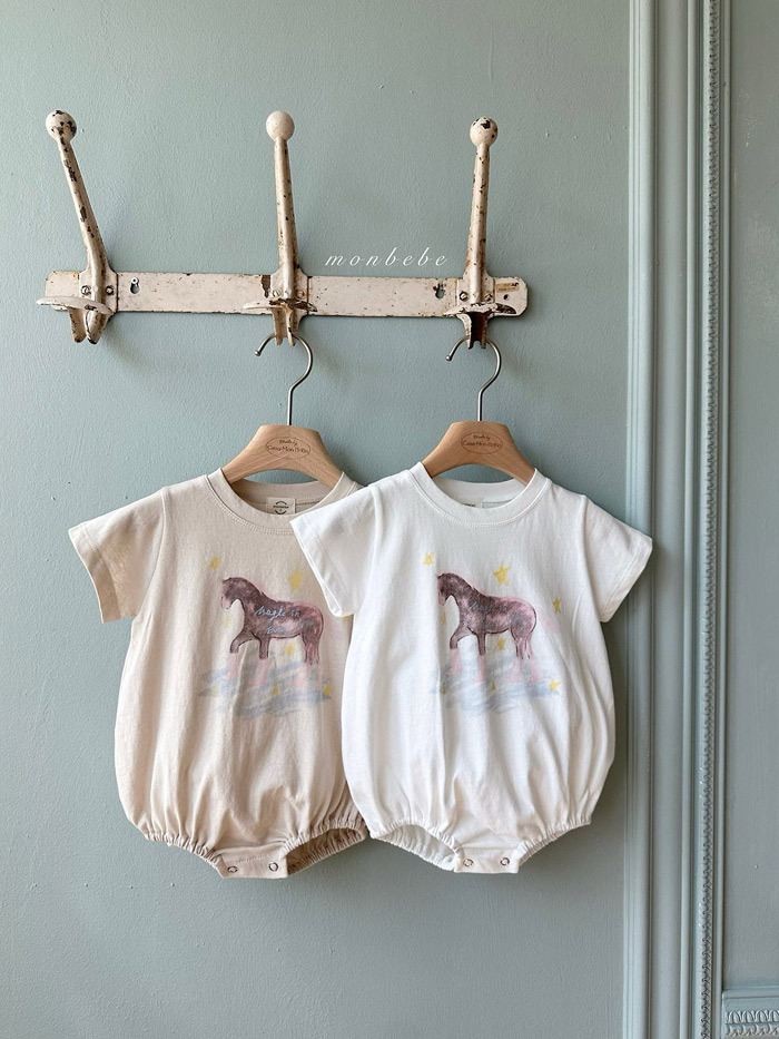 正韓夏Monbebe 親子裝_兩色小馬包屁衣/上衣