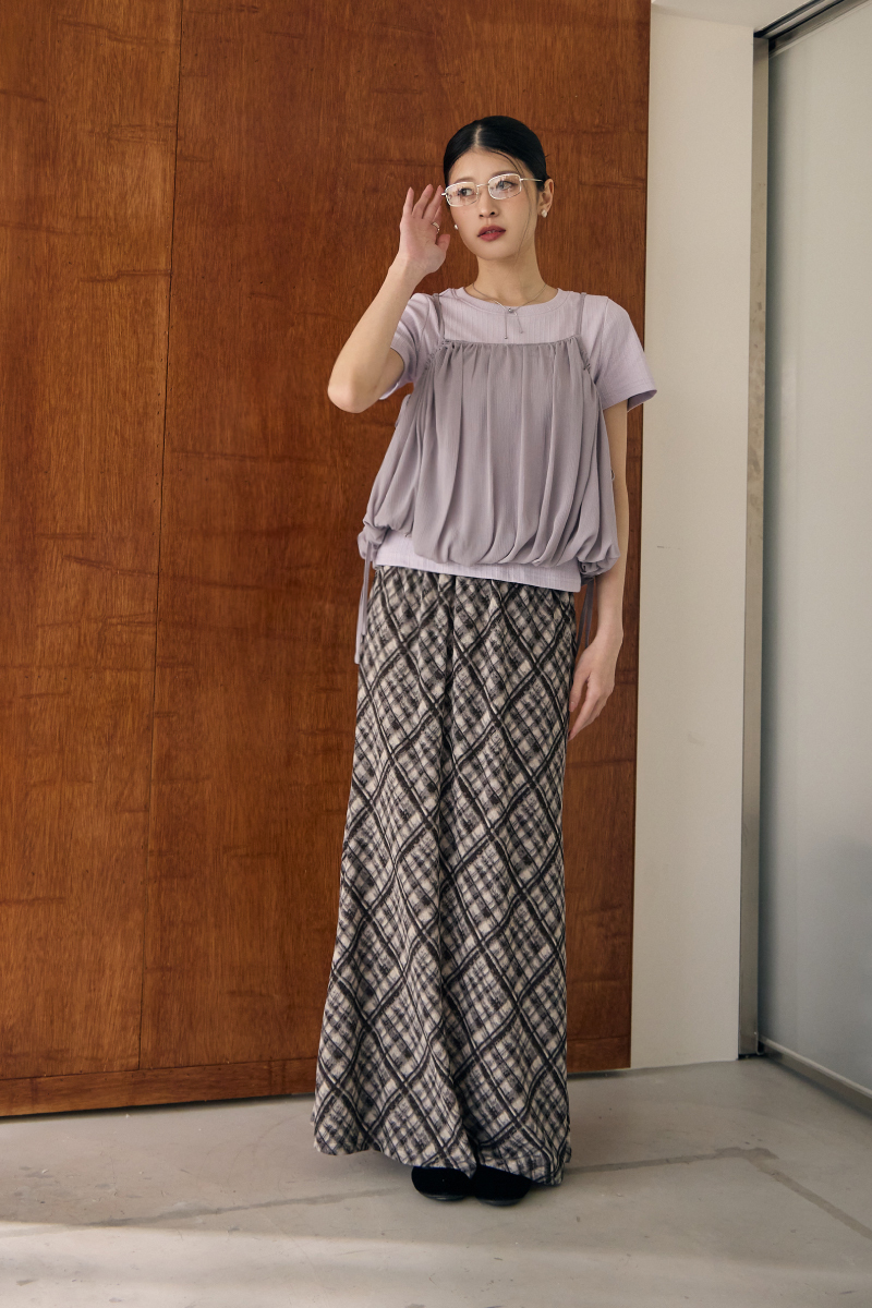 側繫帶氣球罩衫上衣