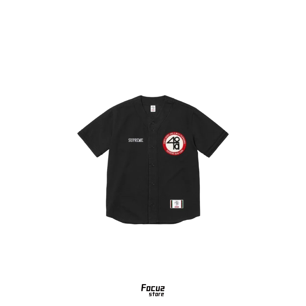 【Focus Store】現貨秒發 40 Acres x Supreme SS25 Twill Baseball Jersey "Black" 短袖棒球衫