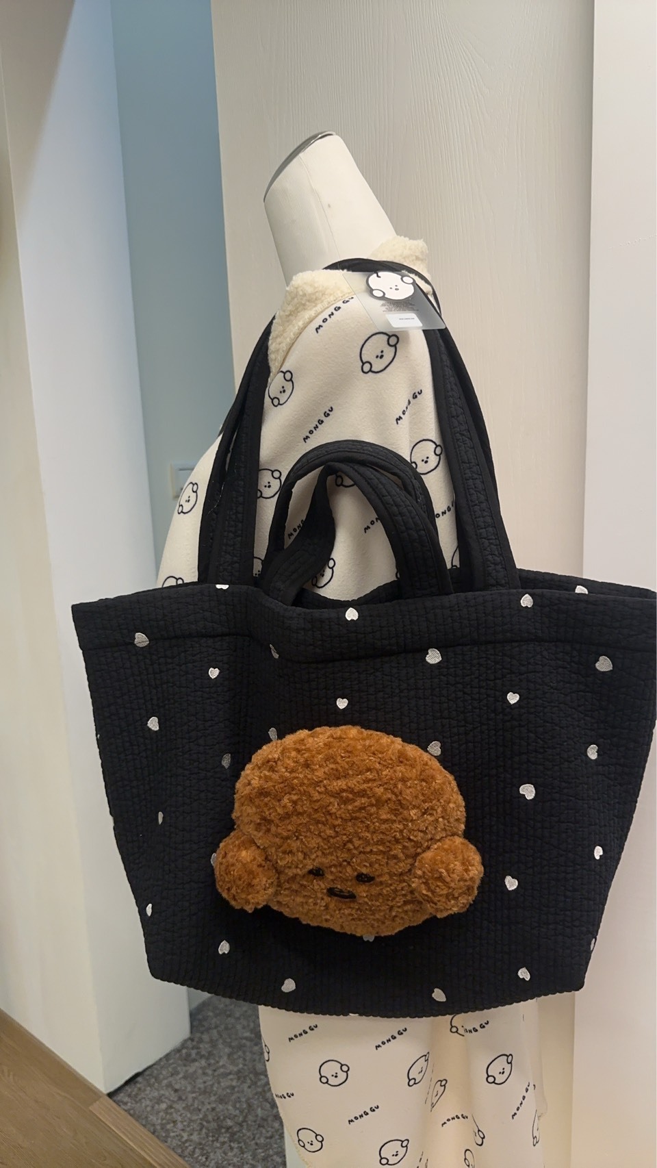 現貨-咖頭黑色愛心大包