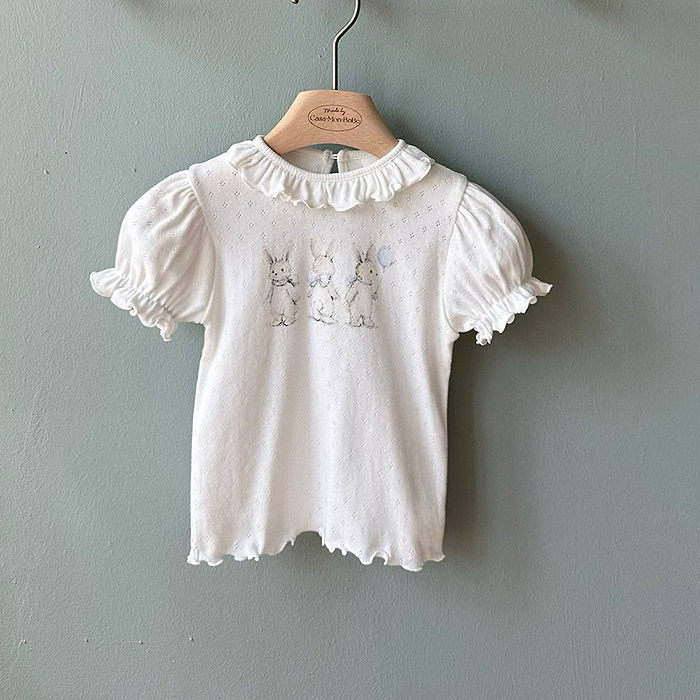 正韓夏Monbebe 軟萌兔兔捲邊包屁衣/上衣