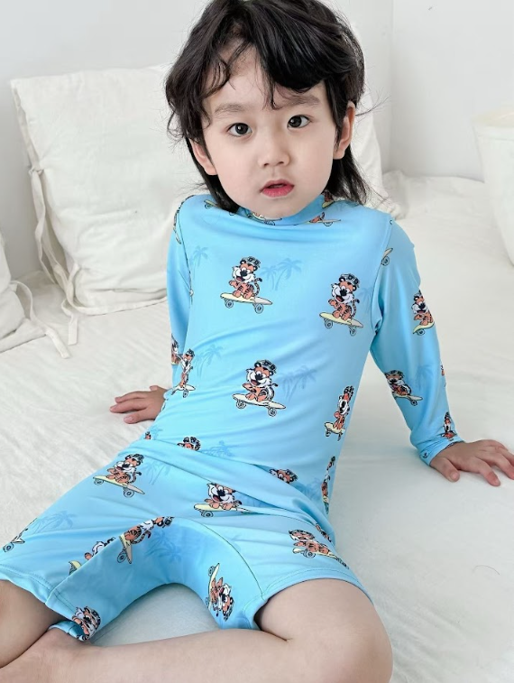 BYC04SW057BL 活力滑板老虎泳裝3件套