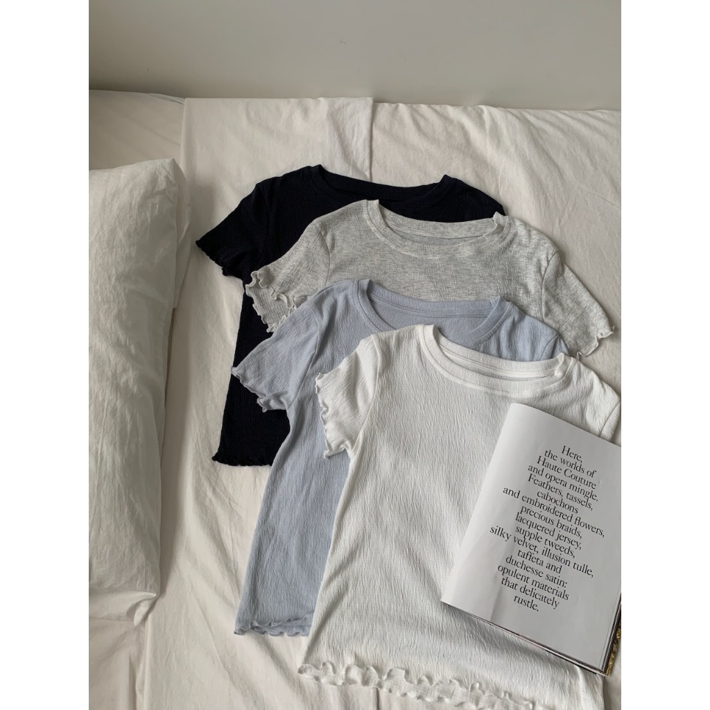 A01 肌理感木耳捲邊素tee #9900