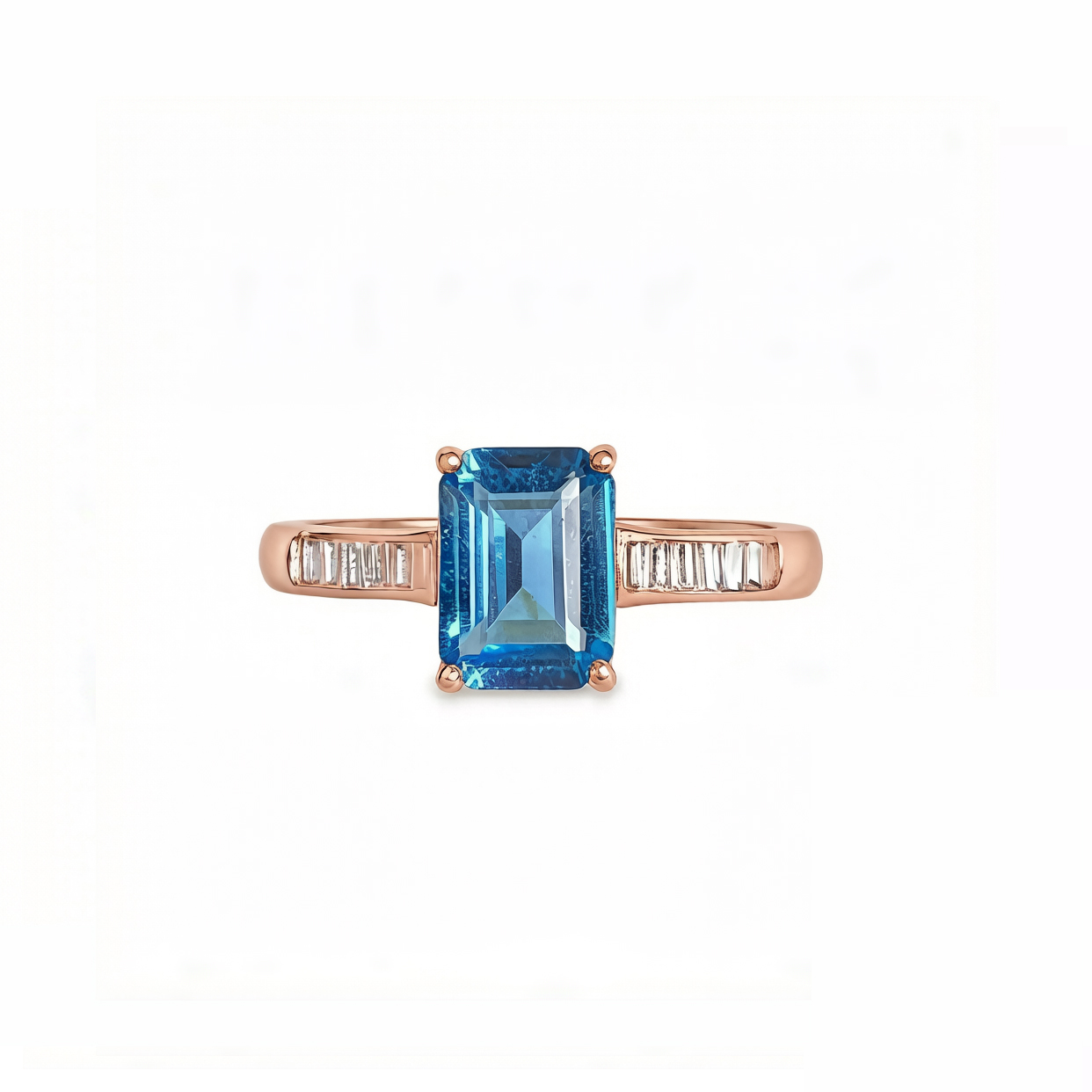 แหวนเงิน S925 ประดับสวิสบลูโทปาซ (Swiss Blue Topaz) เครื่องประดับมินิมอล｜M28
