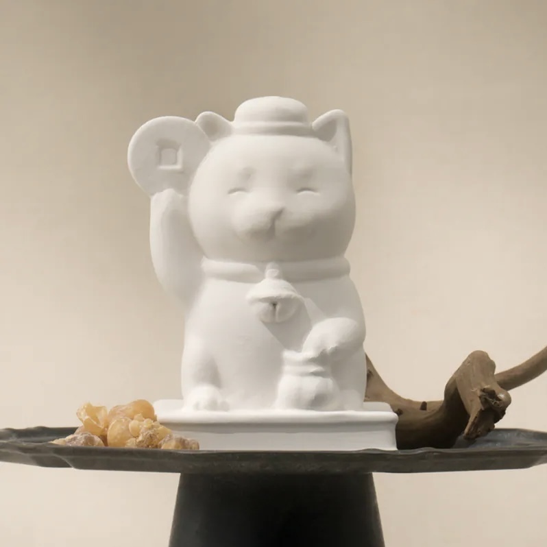 HANSCHIU Pet-Friendly Fortune Cat Diffuser Stone Gift Set