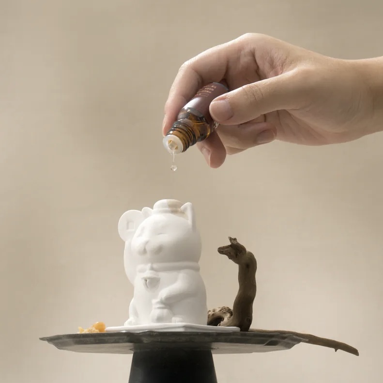 HANSCHIU Pet-Friendly Fortune Cat Diffuser Stone Gift Set