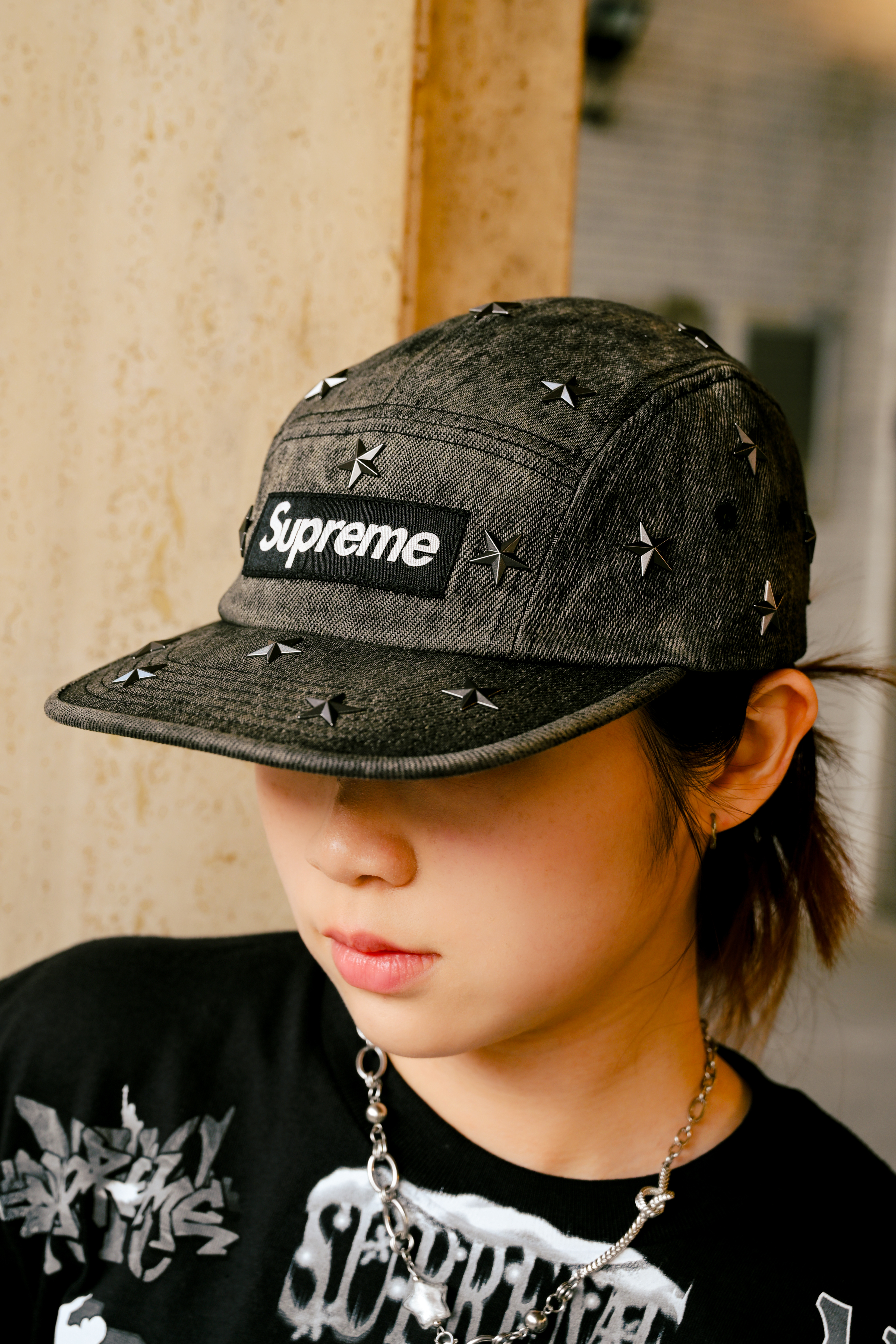 ☆ETW☆【EASY TO WEAR】SUPREME 26SS STARS STUDDED DENIM CAMP CAP 星星 五分割 水洗