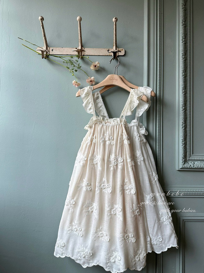 正韓夏Monbebe 親子裝_絕美繡花包屁衣/洋裝