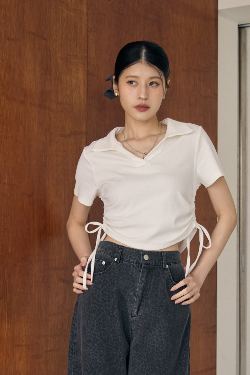 側腰抽繩POLO上衣