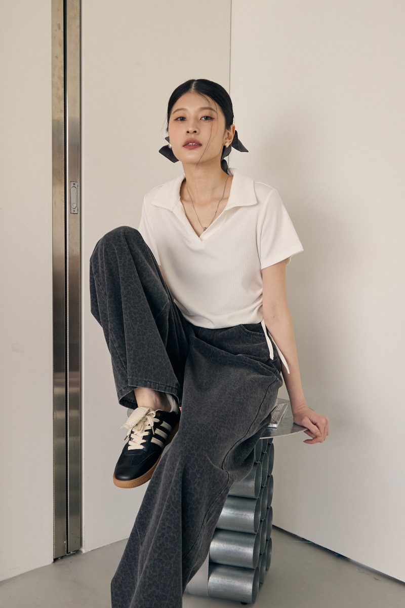 側腰抽繩POLO上衣