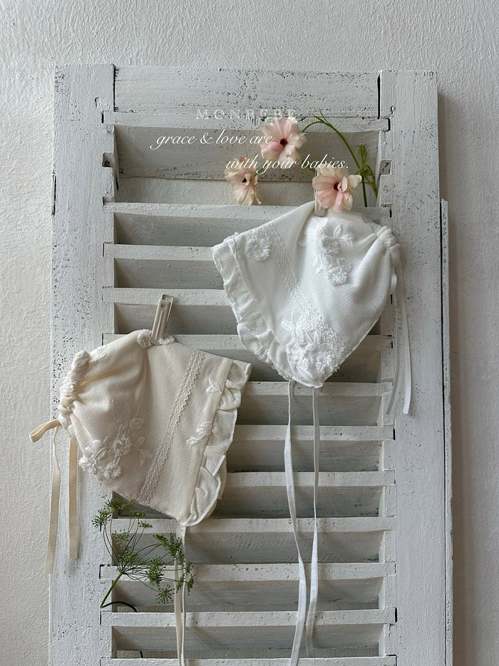 正韓夏Monbebe 兩色嫩嬰繡花帽