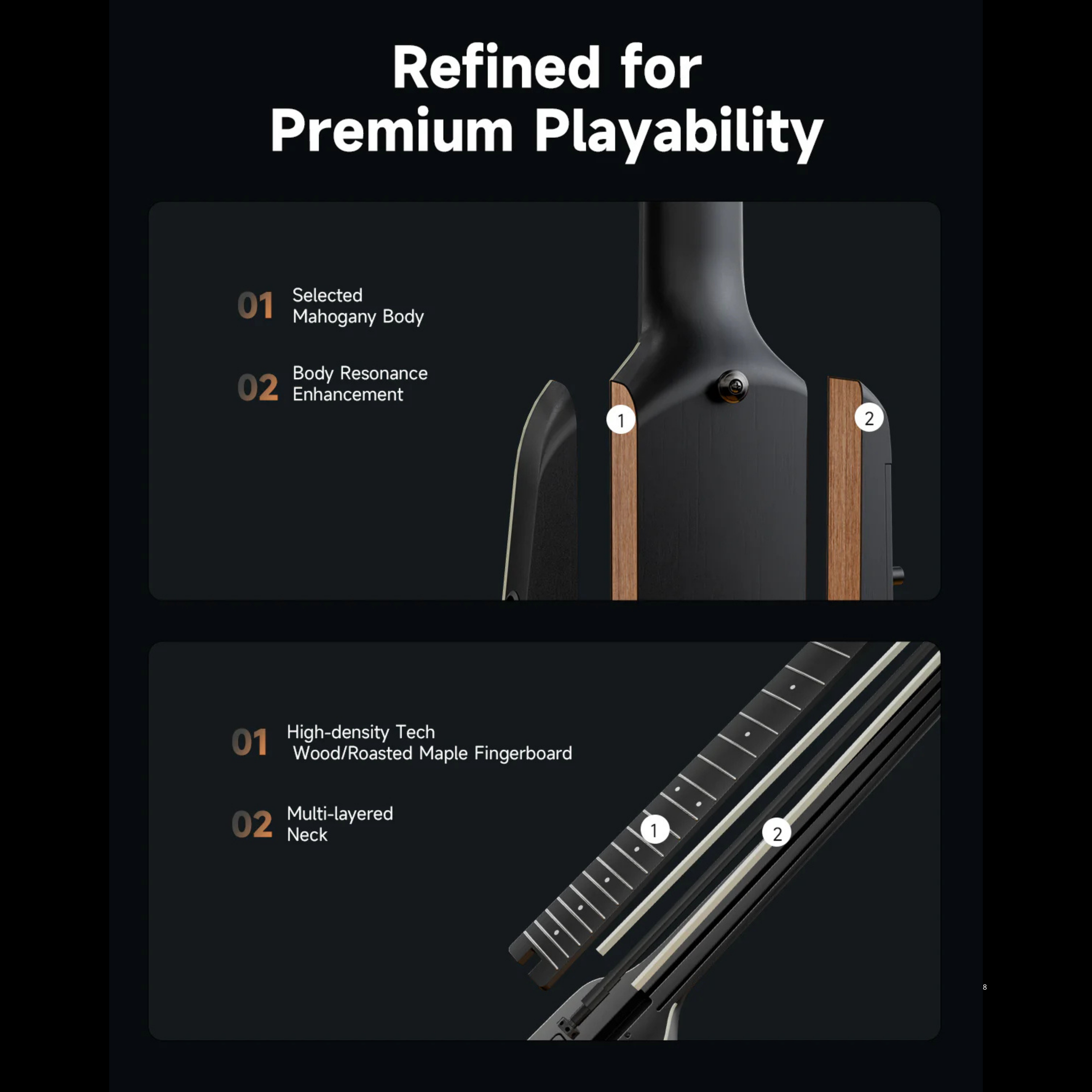 Donner Donner HUSH-X PRO 專業版靜音電吉他 單雙拾音器 無搖座 共四色 第 6 張圖片｜三峽吉他 / Bass