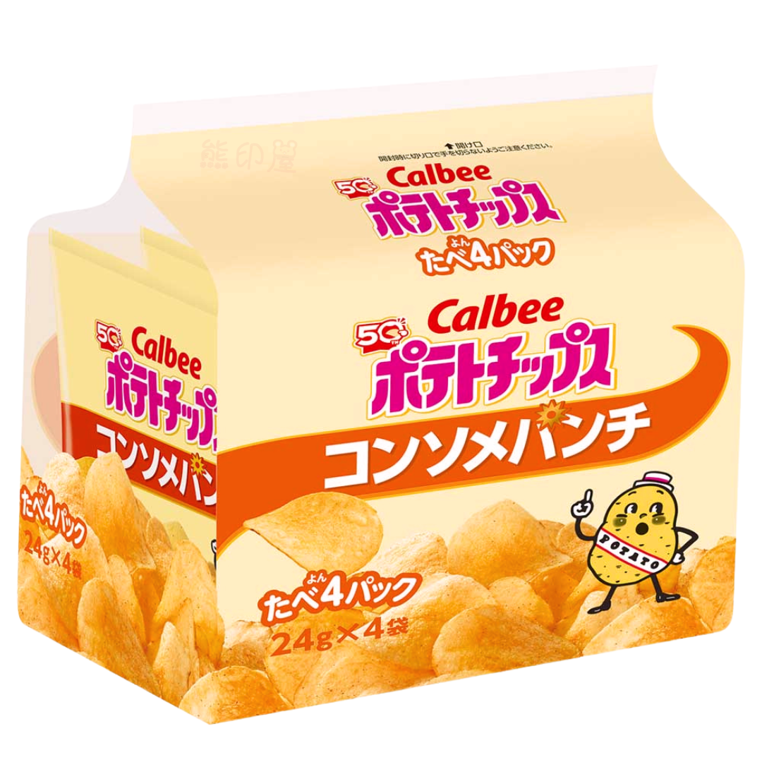 日本卡樂B清湯味薯片(內有4小包) 96g 到期日 2026-4-30