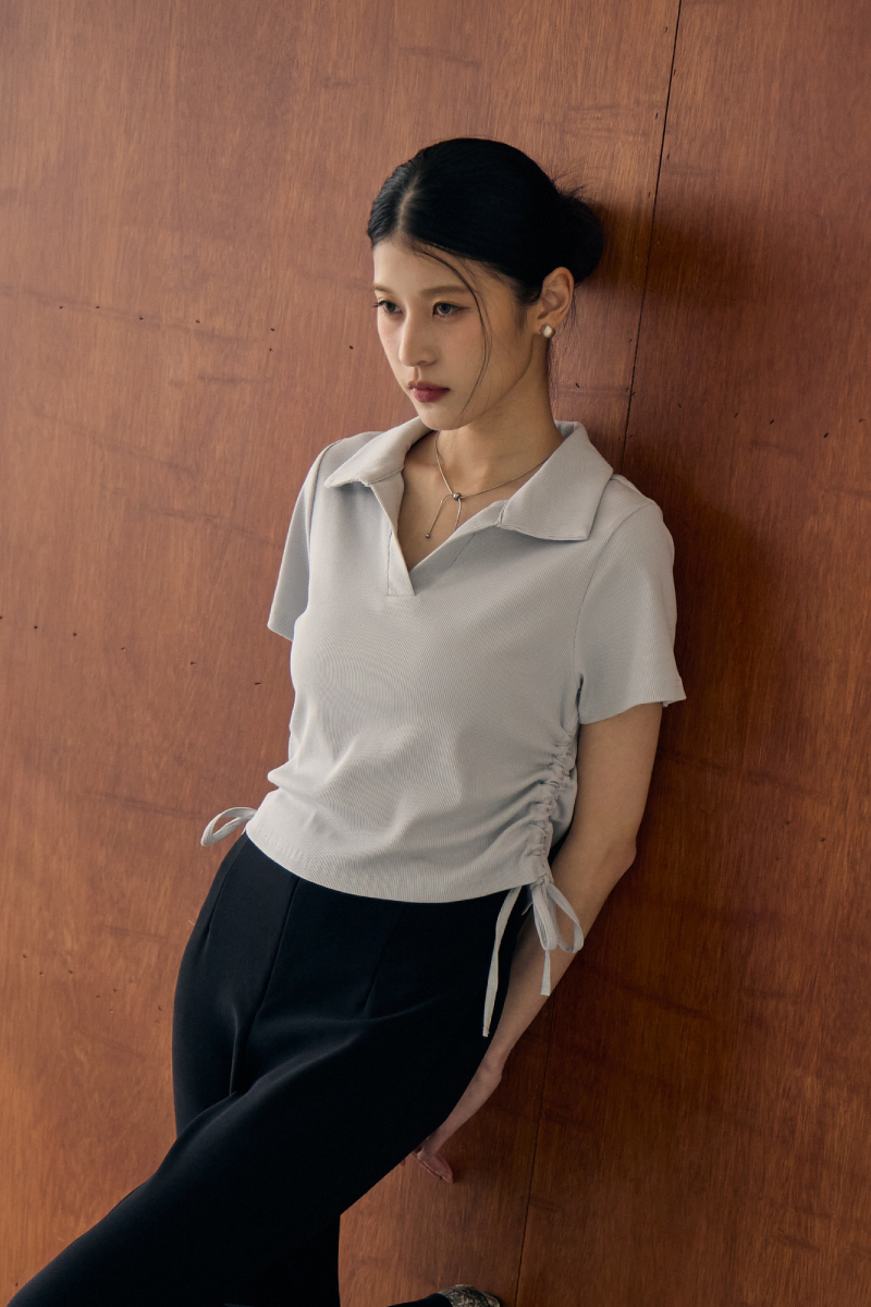 側腰抽繩POLO上衣