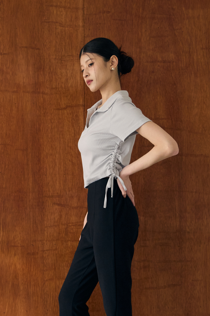 側腰抽繩POLO上衣