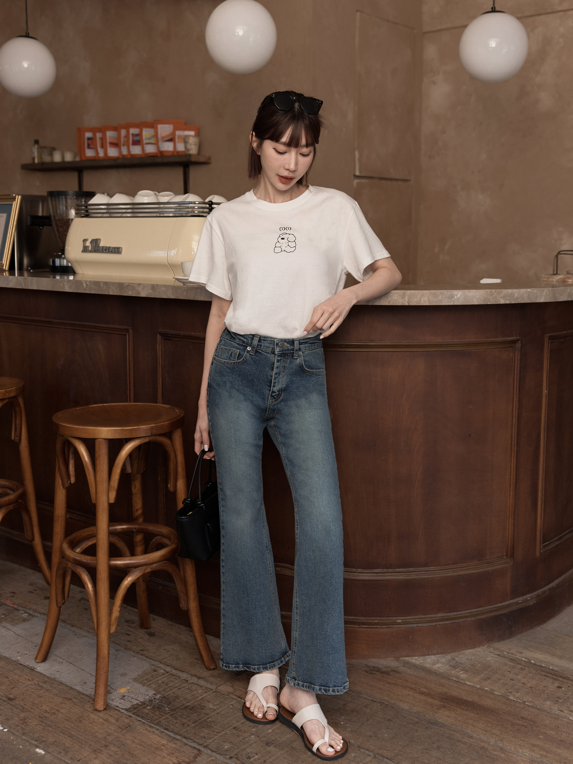 復古修身小喇叭落地褲