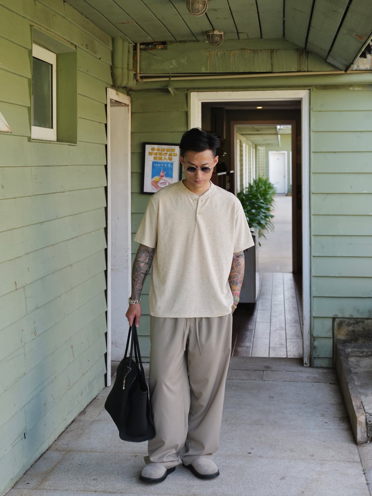 #預購 UNBENT 26SS 老錢風 可機洗 短寬休閒 輕薄鬆弛 亞麻亨利領短踢 三色