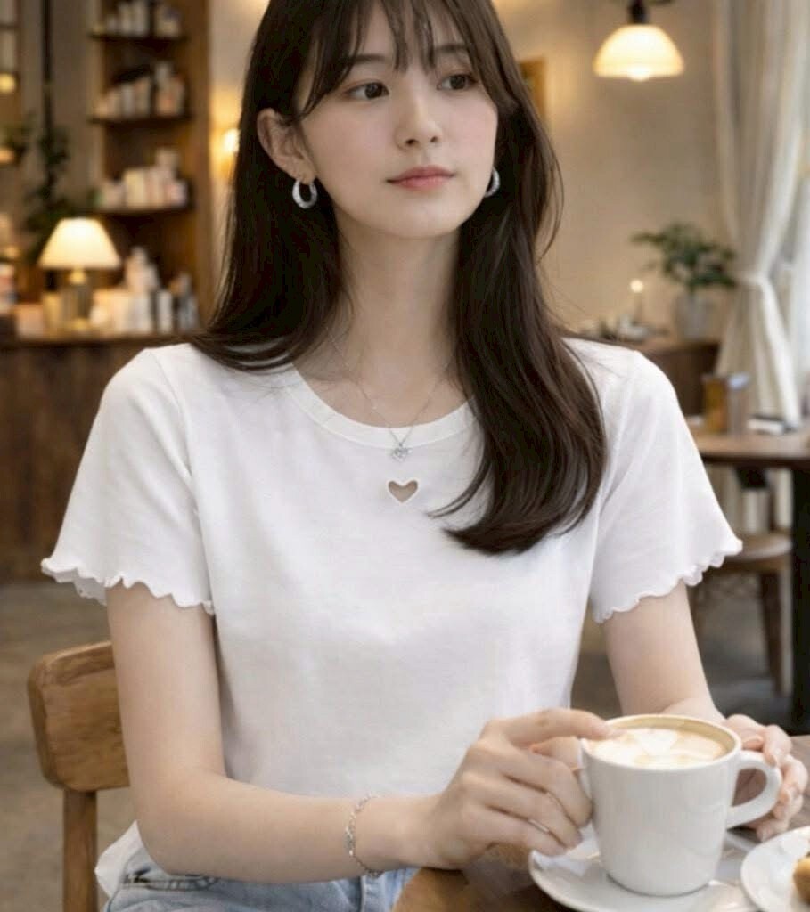 胸前愛心洞洞木耳邊棉質衣