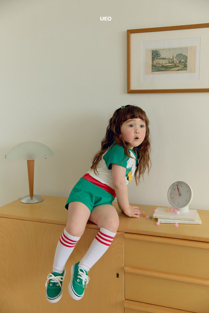 正韓夏UEO三色水果貓貓撞色套裝