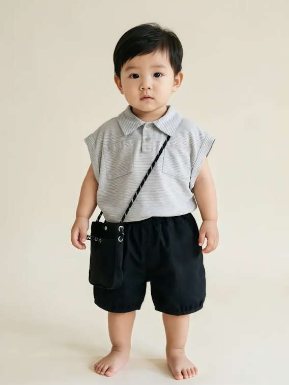 BYC04T059GY  日系極簡細條紋無袖上衣