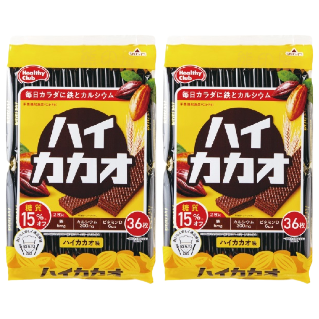 浜田 - 健康俱樂部 濃可可味加強鐵質威化餅36枚入 X 2 (黃) 到期日2026-7-25