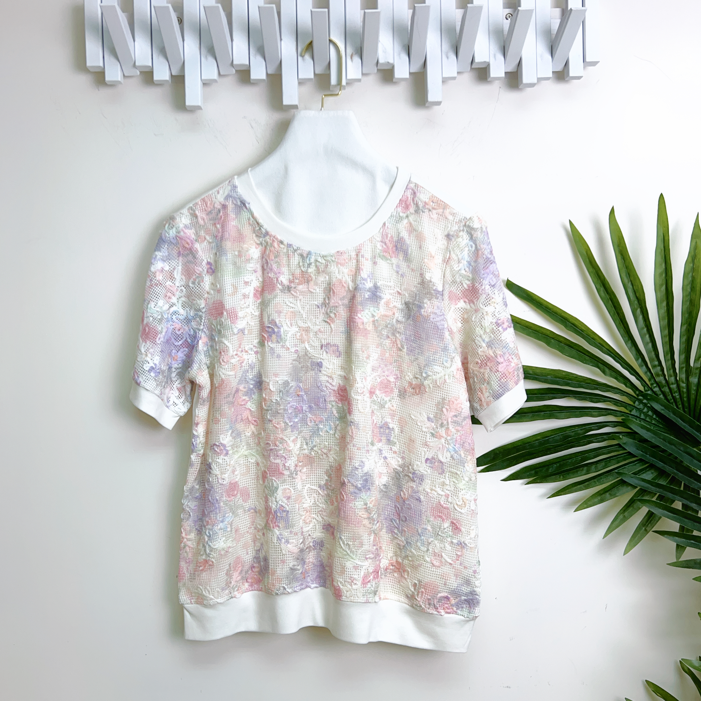 鏤空針織拼滑棉上衣(胸L:38 / XL:40吋)7228 #1404clo