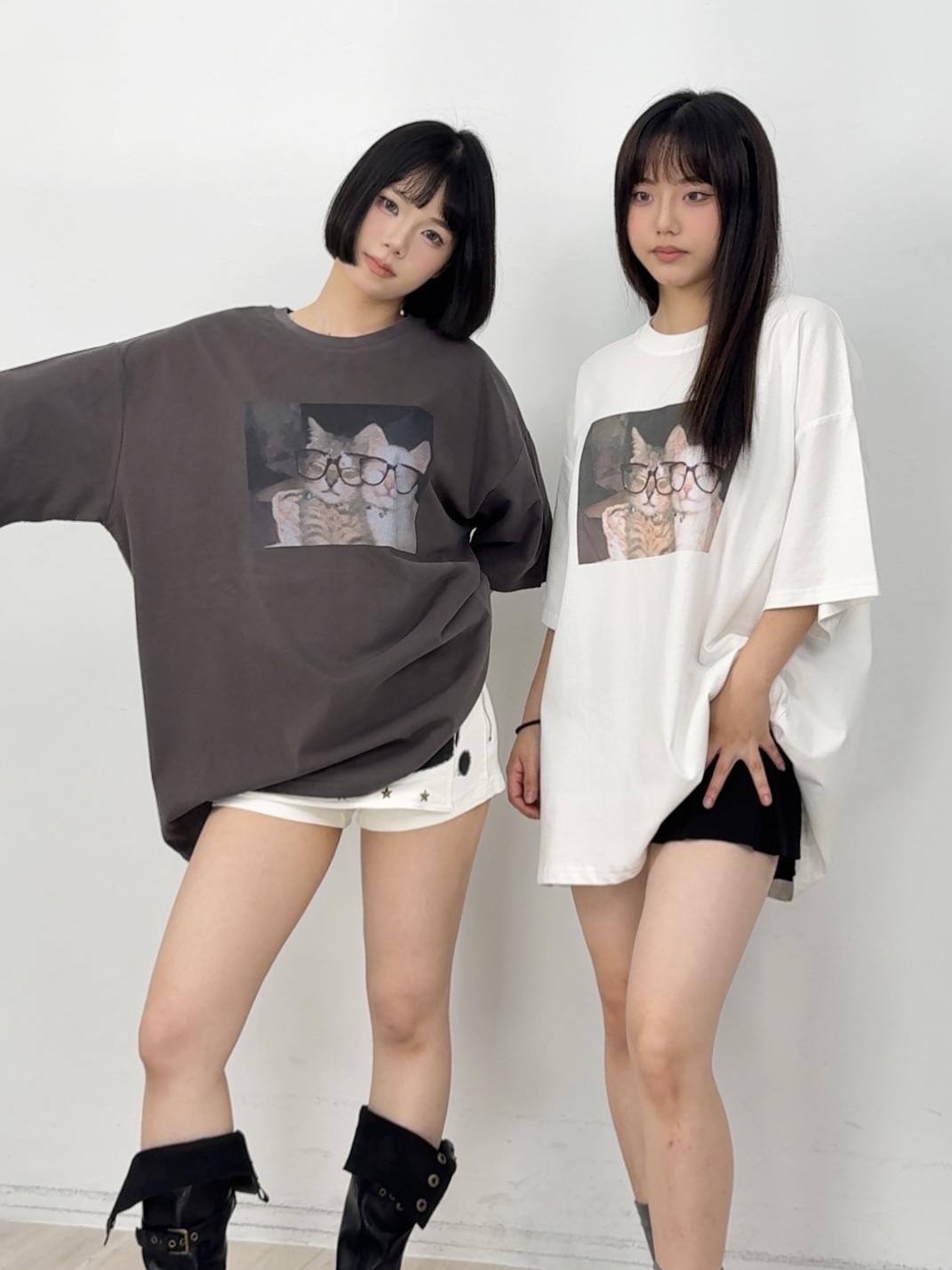 B91眼鏡貓咪短袖大T