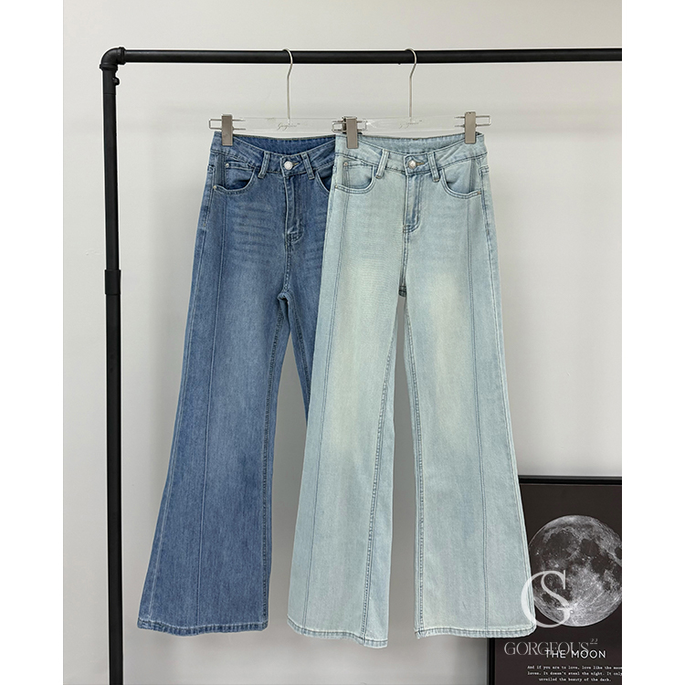 A87 「3D視覺彈力牛仔直順褲」