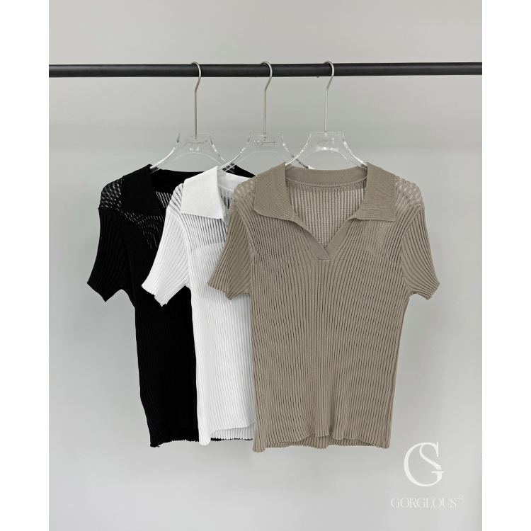 G2001 「透視激瘦翻領上衣」