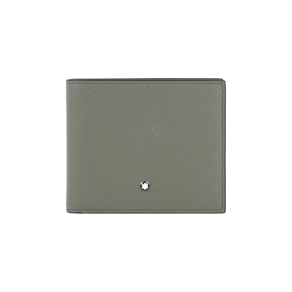 【Montblanc】匠心系列防刮牛皮對開8卡短夾(灰色)
