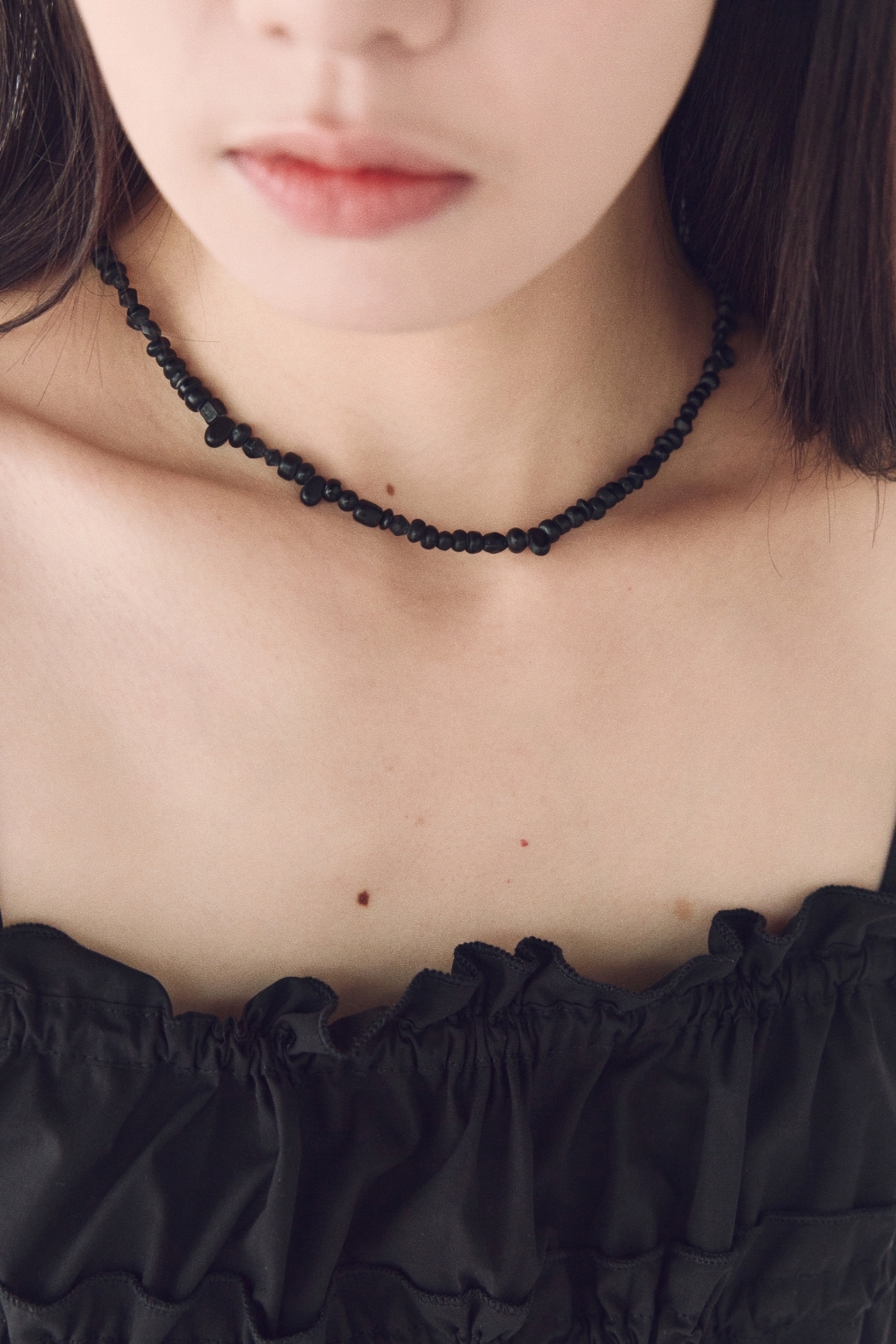 不規則碎片串珠項鍊-黑
