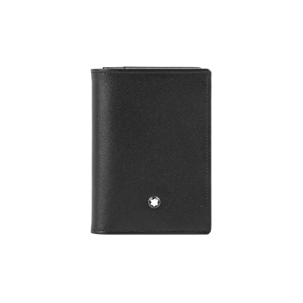 【Montblanc】平滑牛皮對開二折卡片夾/名片夾(黑色)
