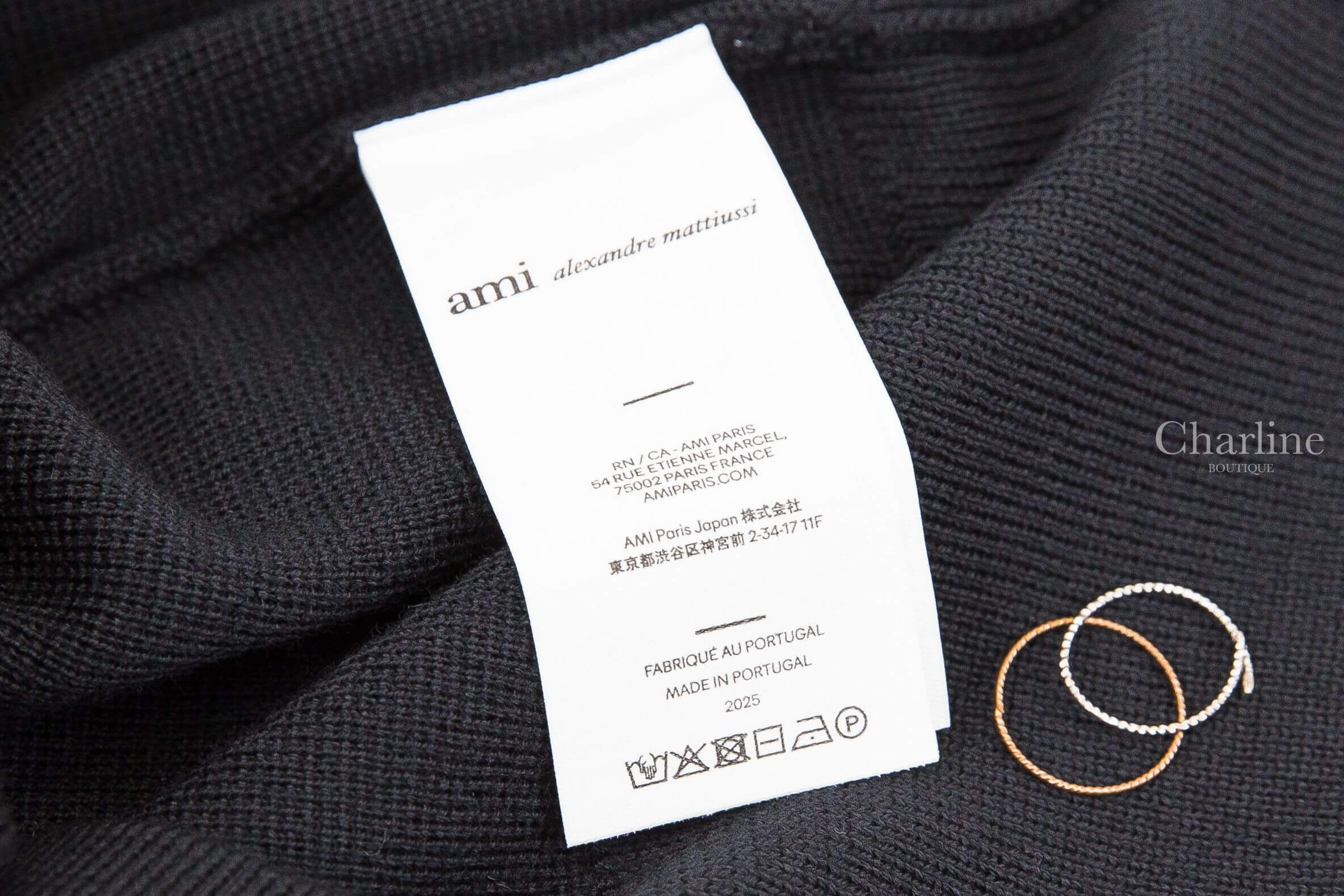 Ami Paris Red Ami De Coeur Cardigan 黑色針織紅色刺繡小愛心羊毛開襟長袖外套-Charline Boutique 精品代購