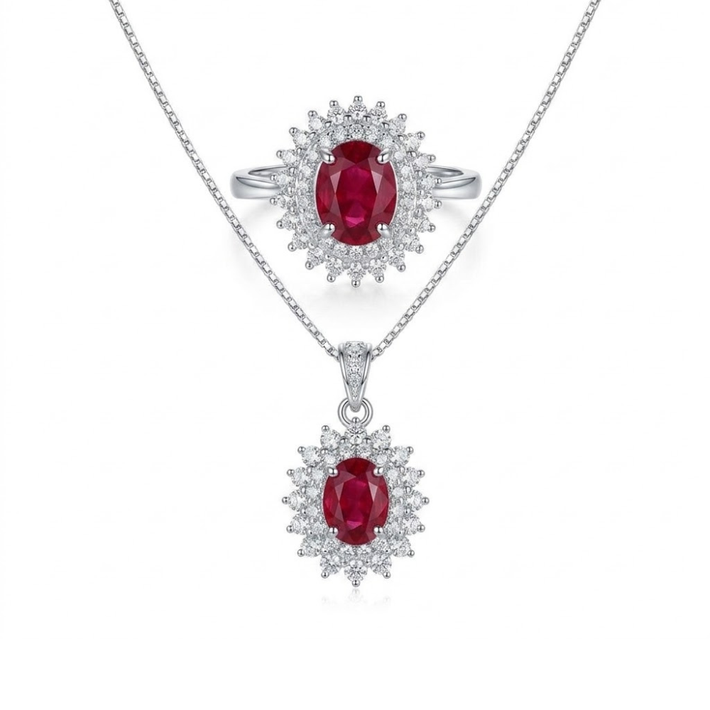 Star Crimson Radiance | Ruby Jewelry Set
