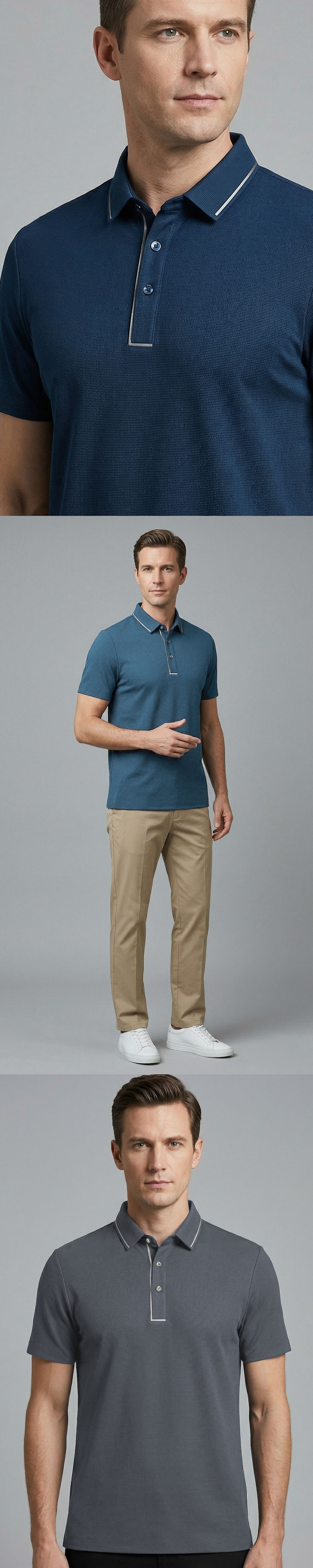 4D 超彈力冷感短袖POLO衫模特兒實穿