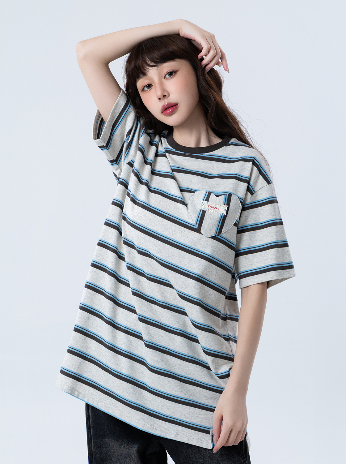 條紋造型口袋T恤